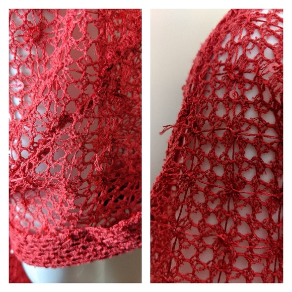 Elementz red crochet sequin shell top & tank XL - Picture 3 of 8